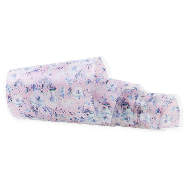 NF-030 Fleurs rose pastel et bleues - Bande de feuille de transfert