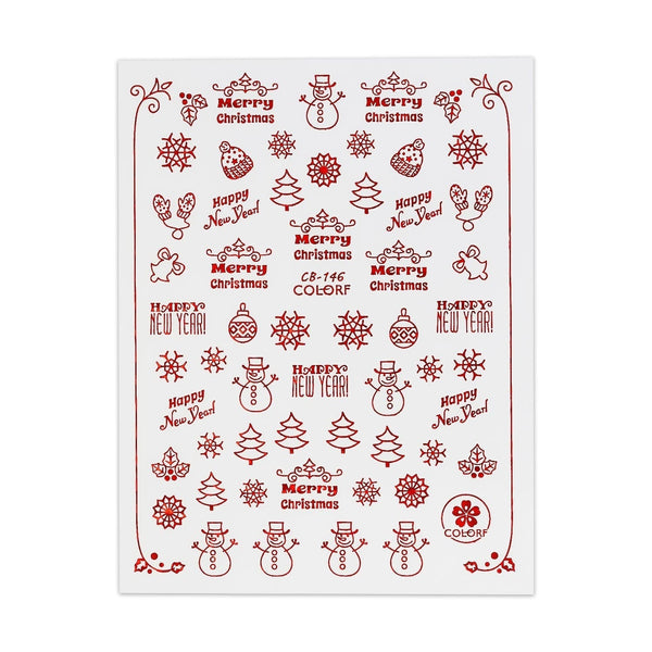 Christmas Sticker - Red Snowman & Trees