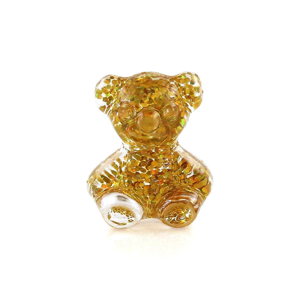 Pot of 5 Charms - Gold Glitter Teddybear