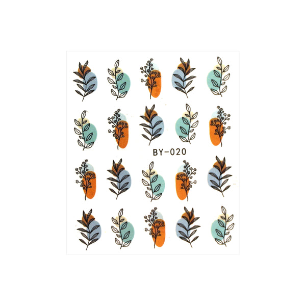 Rustic Leaves Outlines Nail Art Decals