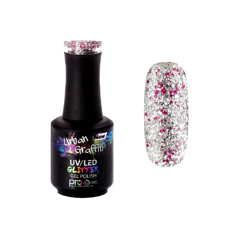 Dance Floor - UGGP-A0909 Roosa ja hõbedase glitteriga geel-lakk Urban Graffiti 15ml